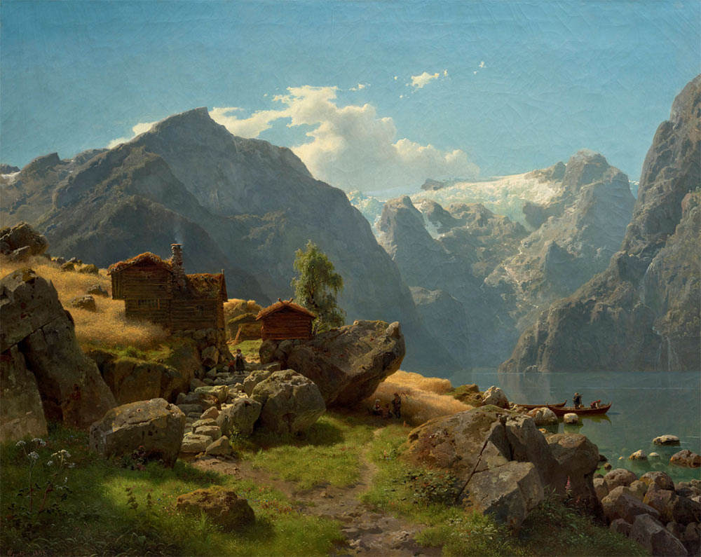 Hans Fredrik Gude: Fjordlandskap fra Balestrand, 1848